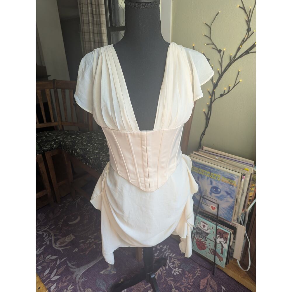 Cream Corset Draped Dress